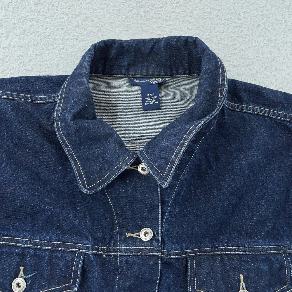Venezia Jeans Jacket Womens 22/24 Blue Denim Trucker Button‎ Front Plus Size